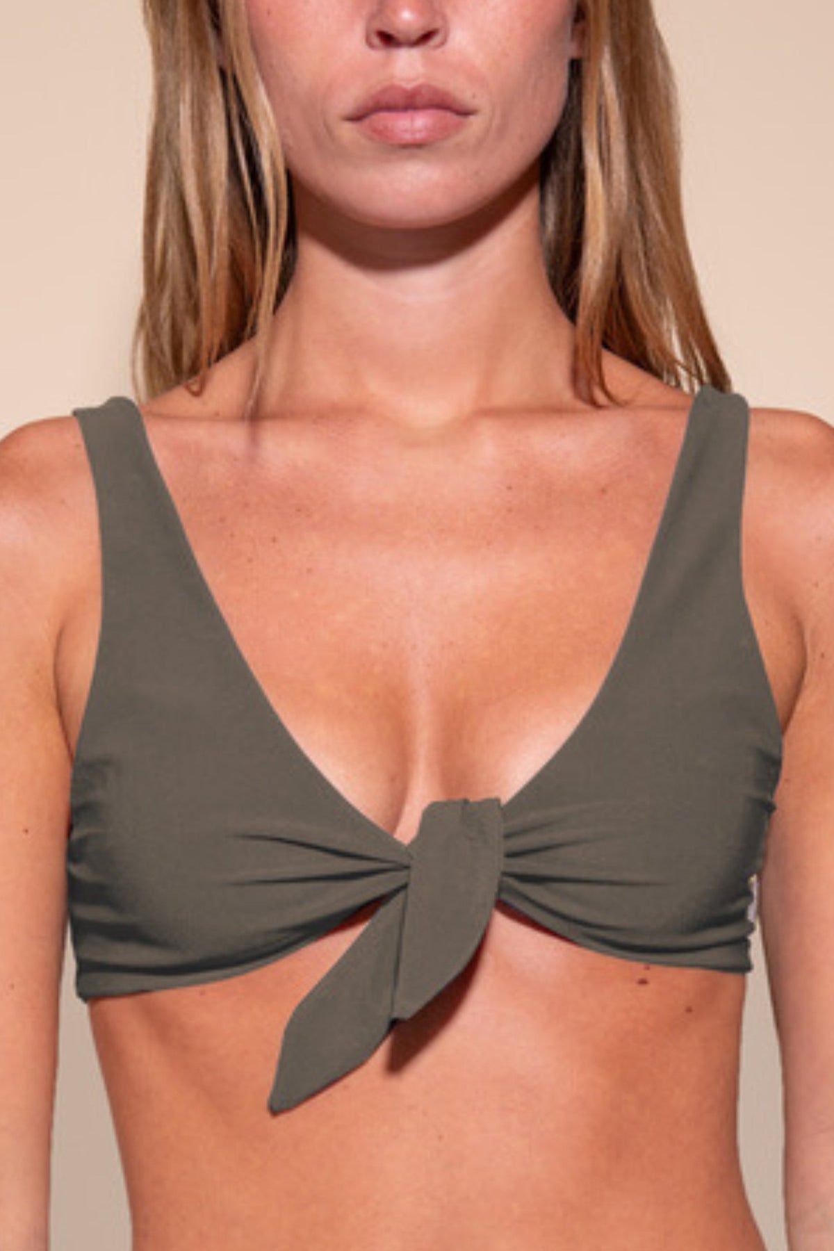 Mayday bikini top in Palm Shadow, front