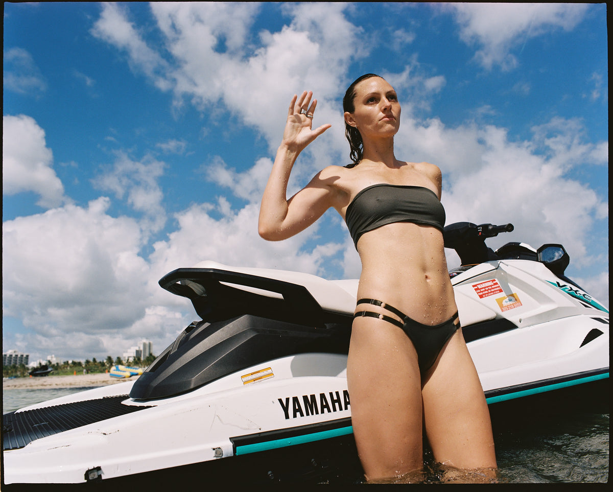 Little Runaway set in Neon Noir, editorial at the beach